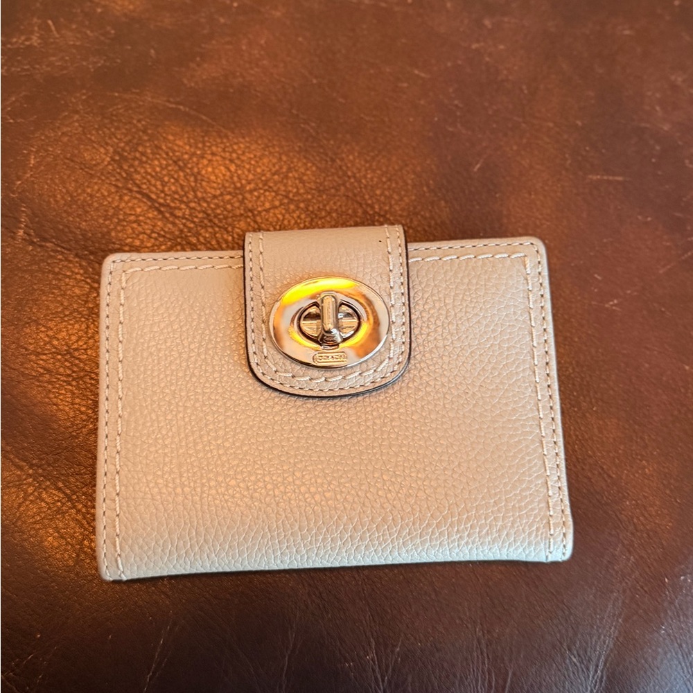 Chic Beige Coach Wallet with Turn Lock